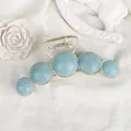 Pinza per capelli con perle blu cielo e base in resina trasparente per acconciature eleganti - Blu Grande