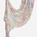 Leichter Bali-Garn Schal mit rosa Aquarell-Blumenmustern für Damenmode - Aquarell Blumen Stil (YW546-1#)