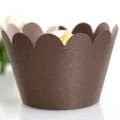 Elegant dark brown cupcake wrapper with pearlescent finish and wavy edge design - Coffee