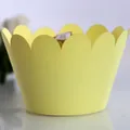 Pale yellow laser-cut cupcake wrappers with wave edge design for baking decoration - Lemon Yellow