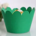 Laser cut green cupcake wrappers with elegant petal edges for dessert decoration - Dark Green
