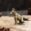Detailed view of an antique brass German Shepherd figurine with dimensions 4.2x4cm - Military Dog