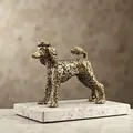 Macro detail of bronze poodle figurine showing realistic curly fur texture on marble base - Poodle/Puppy Names