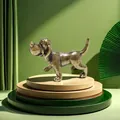 Detail of vintage pug dog figurine with antique brass finish on a decorative pedestal - Big Mouth Dog
