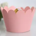 Elegant pink scalloped edge cupcake wrappers for wedding and party baking decoration - Pink