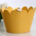 Pearlescent gold cupcake wrappers with scalloped edges for elegant party dessert decor - Gold