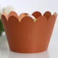 Elegant scallop-edged brick red cupcake wrapper made of premium matte cardstock - Antique Bronze