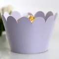 Light purple shimmering pearl paper cupcake wrapper with elegant scalloped wave edges - Light Purple