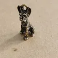 Antique brass French Bulldog keychain pendant with vintage handcrafted details - Small French Bulldog