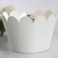 Elegant white scalloped cupcake wrapper with a fine pearlescent glitter finish - Ivory White