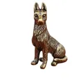 Vintage bronze German Shepherd dog statue with antique metal texture and detailed carving - Malinois Dog