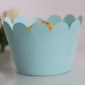 Light blue cupcake wrapper with scalloped edges for elegant party dessert styling - Pearl Pale Blue