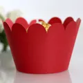Elegant red scalloped paper cupcake wrapper for weddings and festive parties - Pearlescent Red