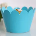 Sky blue scalloped cupcake wrapper with elegant wave edges for party decoration - Sky Blue