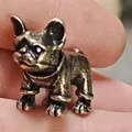 Miniature vintage brass french bulldog figurine with antique bronze finish and textures - Medium French Bulldog