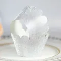 Sparkling silver glitter cupcake wrapper with elegant scalloped edges for festive party - Glitter Silver