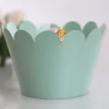 Elegant mint green pearlescent cupcake wrapper with scalloped wavy edges for parties - Sea Blue