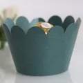 Dark green pearlescent cupcake wrapper with elegant wavy edges and metallic finish - Pearlescent Dark Green