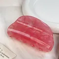 Pinza per capelli in acrilico rosa traslucido con trama marmorea e glitterata - Grande Semicerchio Rosso Melograno