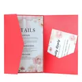 Detail of red wedding invitation pocket with floral motif card and RSVP insert set - Pearlescent Red
