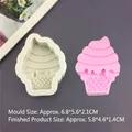Καλούπι σιλικόνης για cupcake με ροζ δείγμα ζαχαρόπαστας και λεπτομερή υφή - Στυλ Παγωτό (粉6134) / 6.8*5.6*2.1CM / Γκρι