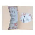 Detail of elegant champagne wedding invitation set with floral details and RSVP card - Champagne