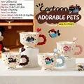 Ceramic mugs with cartoon animals, wavy rim and colorful bubble handles, 360ml - Colored Bubble Handle Style (Cup Spoon)