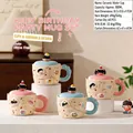 Ceramic mug set with 3D cartoon lids and cloud-shaped handles for birthday gifts - Birthday Party (2602)