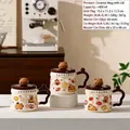 Cartoon capybara ceramic mug with lid and spoon, 400ml capacity for office and home use - Brown Capybara (2600)