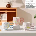 Cartoon cute ceramic mug set with 3D floral relief and ergonomic 8-shaped handle - Relief Floral Figure-8 Handle (Single Cup)