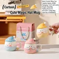 Cartoon ceramic mug with magic hat lid and gift box in yellow, pink and blue colors - Magic Hat Cartoon (592)