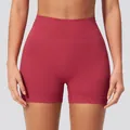 Short de yoga sans couture taille haute rouge foncé avec gainage abdominal - S / Bottoms / Rouge Camélia