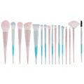 Set di 18 pennelli per trucco sfumati pastello con setole sintetiche morbide per viso e occhi - Set di pennelli da trucco sfumato rosa e blu