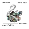Elegante spilla a cigno in argento con guscio di abalone e strass, altezza 3,9 cm - Argento (MM-BR-2652-SL)