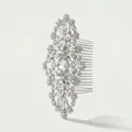Elegant silver alloy hair comb with shimmering crystals in a vintage floral design - Intricate Rhinestone Flower Style / Silver