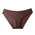 Women's ice silk low waist brief in dark brown with seamless edges and elastic fit - Coffee