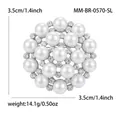 Spilla a fiocco di neve in argento con perle e strass, diametro di 3,5 cm - Argento