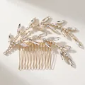 Elegante pettine per capelli da sposa dorato con strass scintillanti e cristalli - Pettine per capelli a ramo dorato (HS-J6879G)