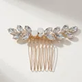 Elegante pettine per capelli da sposa dorato con cristalli e pietre di opale bianco - Pettine per capelli con strass dorato (HS-J6265)