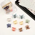 Close-up of butterfly hair clips in macaron colors with a clear storage box - Butterfly / Morandi Blue