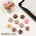 Mini floral hair clips in Morandi colors with a clear storage box and Best For You seal - Frangipani / Milk Coffee