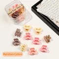 Mini heart hair claw clip set in matte pink and beige tones with clear storage box - Heart / Milk Coffee