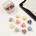 Mini macaron-colored bow hair clips set in a transparent box for women and girls - Double Hole Bowknot / Morandi Blue