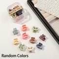 Mini heart hair claw clips in macaron colors set with a transparent storage box - Heart / Morandi Blue