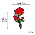 Écusson brodé rose rouge pour vêtements avec dimensions détaillées 7x13,3cm - Style Standard de Rose Rouge(GZ-726-A)