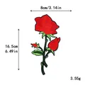 Écusson brodé rose rouge pour décoration de vêtements DIY, taille 16,5x8cm - Style Tige Unique de Rose Rouge Moyenne(GZ-725)