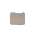 Minimalist canvas coin purse in oatmeal beige with black zipper and silver hardware - Fog Grey