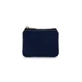 Minimalist navy blue canvas coin purse with zipper closure and white stitching - Navy Blue