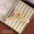 Pince à cheveux 12cm en peluche beige avec fausse fourrure de lapin douce - 11.5cm Kaki