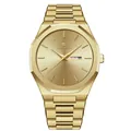 Orologio al quarzo da uomo in finitura dorata con cassa geometrica ottagonale - Oro